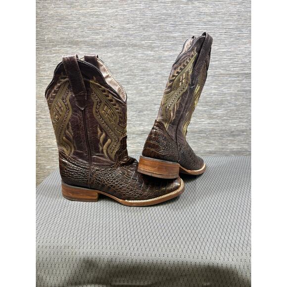 Herencia Boots Mens Size 6 Brown Leather Western Croc Print Square Toe main image 5